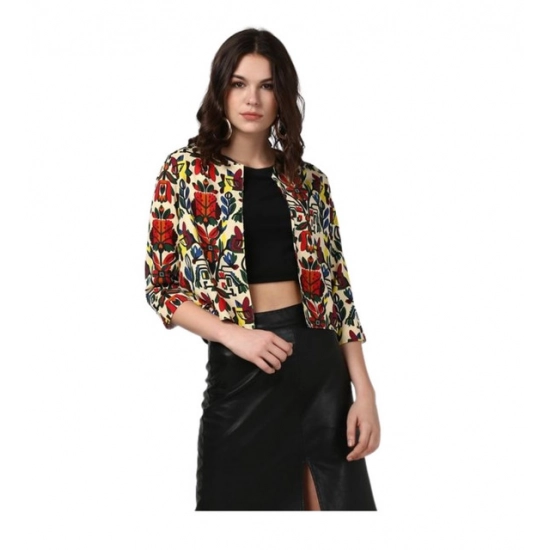 Generic Women's Polyester Floral 3-4th Sleeves Shrug (Multicolor) Generic Women's Polyester Floral 3-4th Sleeves Shrug (Multicolor)