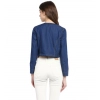 Generic Women's Denim Embellished Long Sleeves Shrug (Blue)