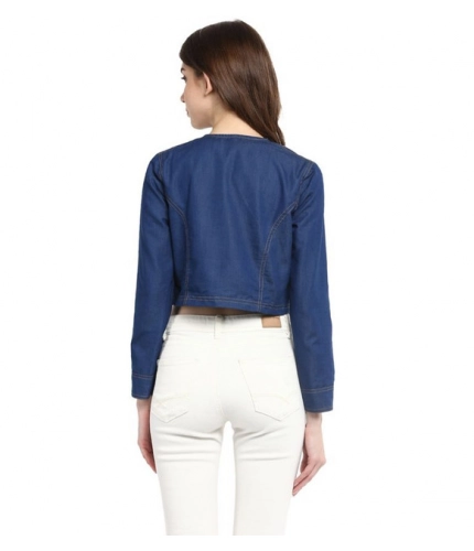 Generic Women's Denim Embellished Long Sleeves Shrug (Blue)