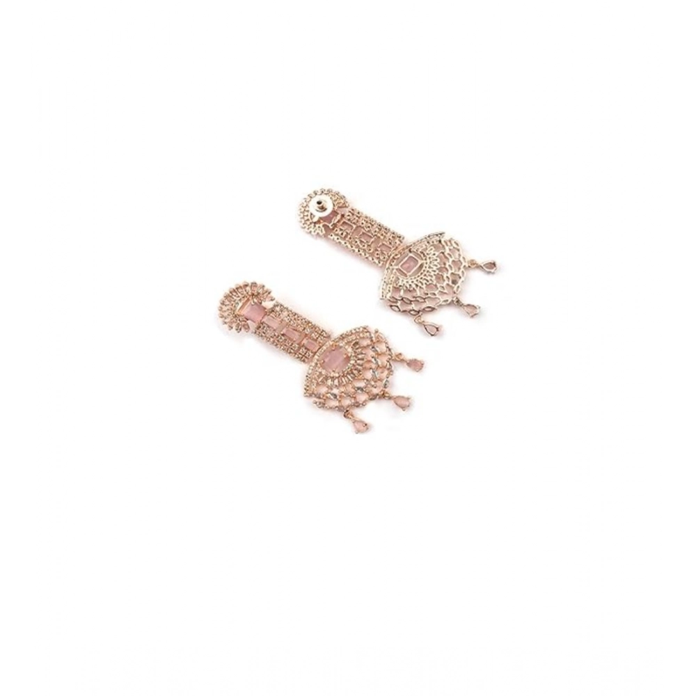 Generic Women's Brass Silver Plated Drop Earrings (Pink) Generic Women's Brass Silver Plated Drop Earrings (Pink)