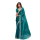 Generic Women's Faux Shimmer Geometric Ready to wear Saree With Unstitched Blouse 5.5Mtr (Teal) Generic Women's Faux Shimmer Geometric Ready to wear Saree With Unstitched Blouse 5.5Mtr (Teal)