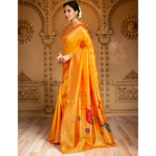 Women's Silk Blend Zari Weaving Saree With Unstitched Blouse 5.5Mtr (Mustard) Women's Silk Blend Zari Weaving Saree With Unstitched Blouse 5.5Mtr (Mustard)