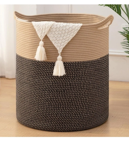 Generic Cotton 12x14 Inch - Mix Storage Basket For Clothes With Out Lid (Dark-Brown)