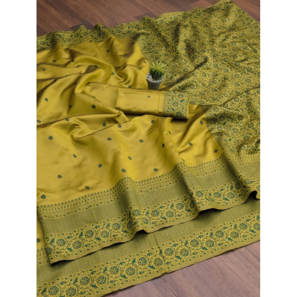 Generic Women's Soft Lichi Silk Printed Saree With Unstitched Blouse 5.5Mtr (Green) Generic Women's Soft Lichi Silk Printed Saree With Unstitched Blouse 5.5Mtr (Green)