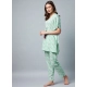 Generic Women's Rayon Floral Kaftan Sleeve Night Suit (Green - Pink) Generic Women's Rayon Floral Kaftan Sleeve Night Suit (Green - Pink)