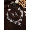 Generic Women's Brass Silver Plated Necklace set (Multicolor)