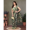 Generic Women's Chiffon Printed Saree With Unstitched Blouse 5.5Mtr (Green)