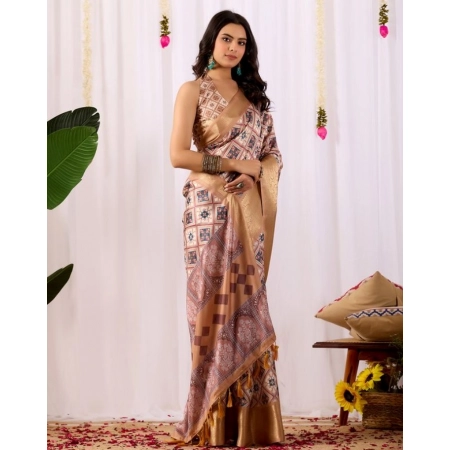 Generic Women's Faux_Silk Printed Saree With Unstitched Blouse 5.5Mtr (Multicolor) Generic Women's Faux_Silk Printed Saree With Unstitched Blouse 5.5Mtr (Multicolor)
