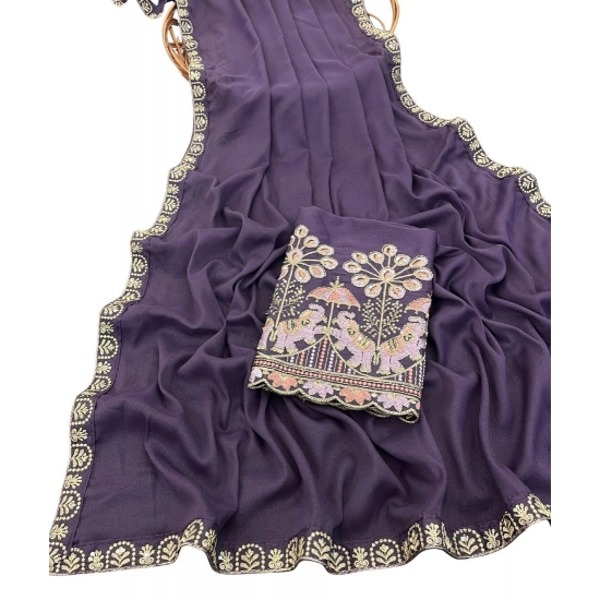 Generic Women's Art Silk Embroidered Saree With Unstitched Blouse 5.5Mtr (Lavender) Generic Women's Art Silk Embroidered Saree With Unstitched Blouse 5.5Mtr (Lavender)