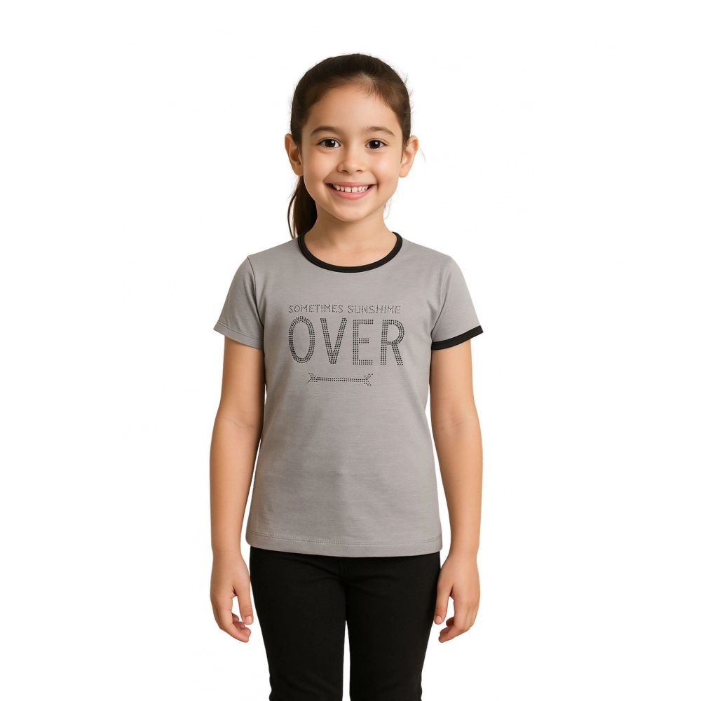 Generic Girl's Cotton Printeded Round Neck T-Shirt (Grey) Generic Girl's Cotton Printeded Round Neck T-Shirt (Grey)
