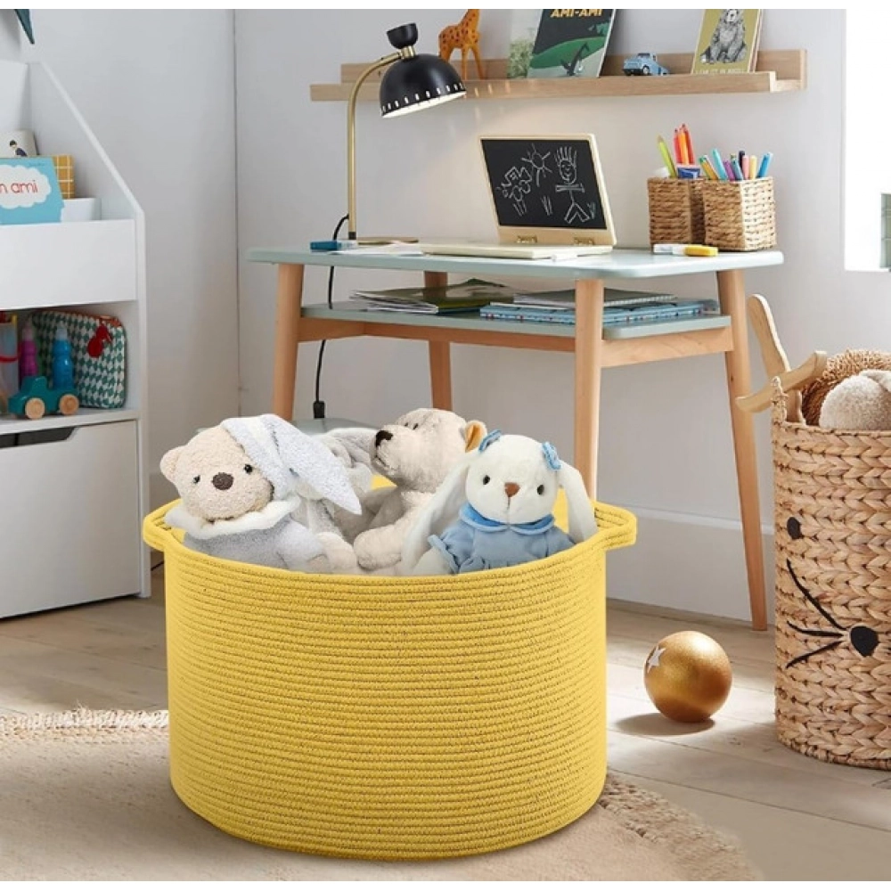 Generic Cotton Pack Of_1 14x12 Inch Storage Basket For Clothes With Out Lid (Yellow) Generic Cotton Pack Of_1 14x12 Inch Storage Basket For Clothes With Out Lid (Yellow)