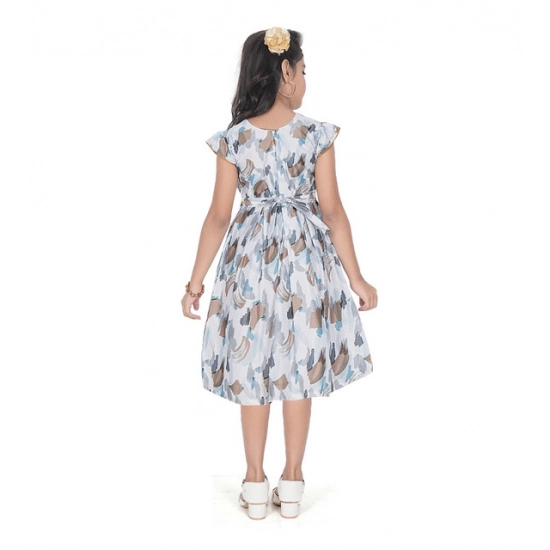 Generic Girl's Popcorn Printed Sleeve Less Round Neck Dress (Brown)