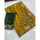 Generic Women's Star Georgette Embellished Saree With Unstitched Blouse 5.5Mtr (Mustard)