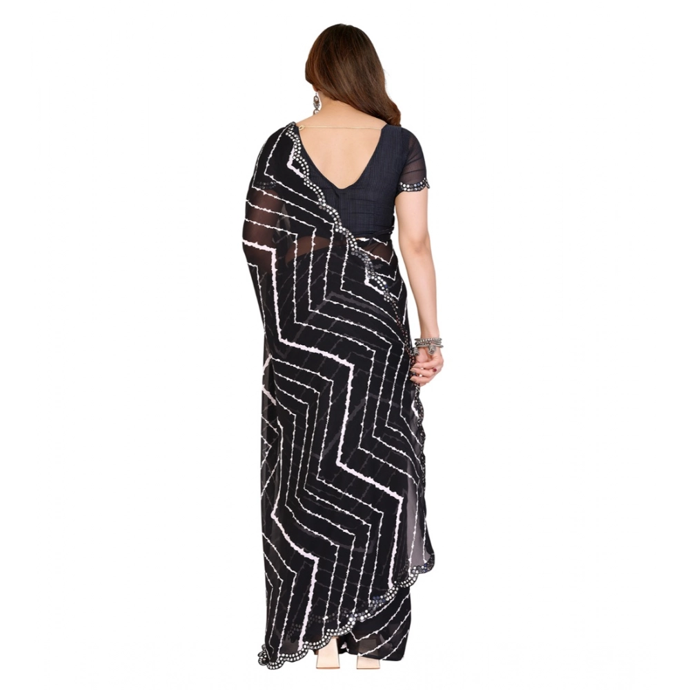Generic Women's Georgette Printed Saree With Unstitched Blouse 5.5Mtr (Black) Generic Women's Georgette Printed Saree With Unstitched Blouse 5.5Mtr (Black)