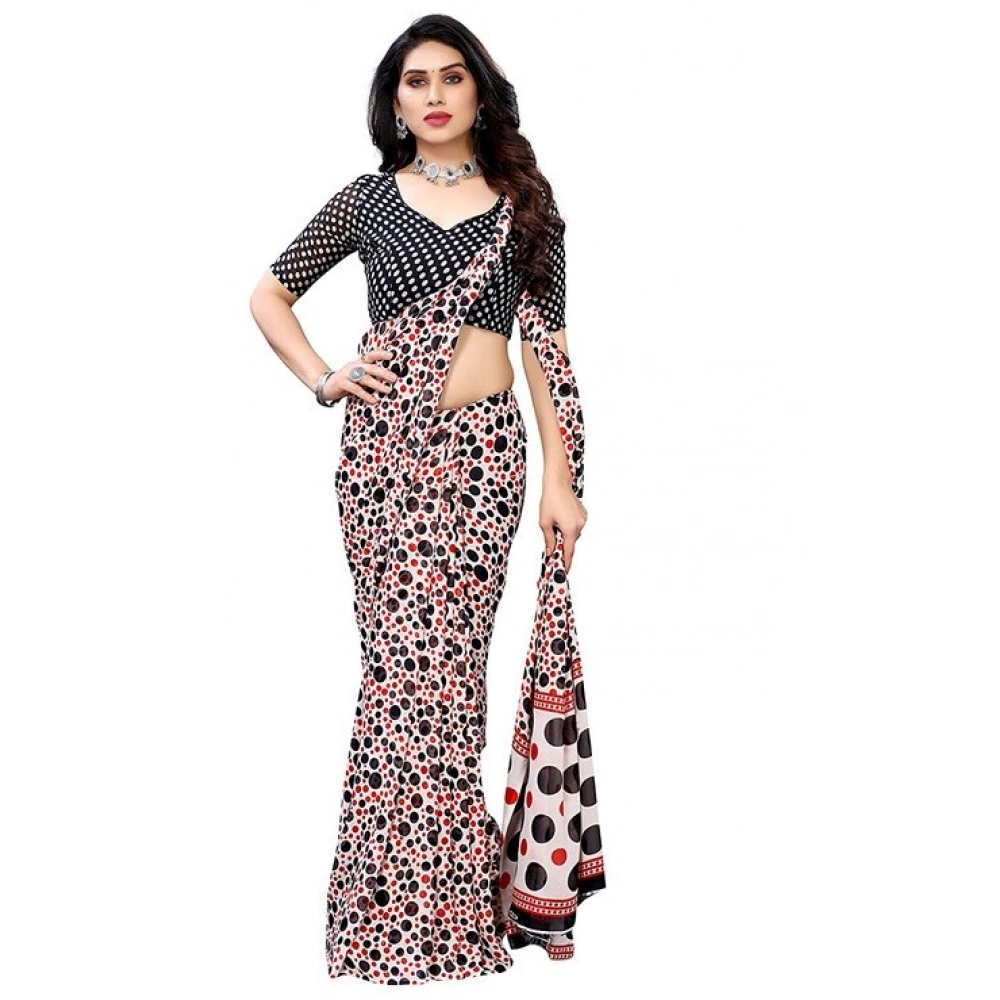 Generic Women's Georgette Printed Saree With Unstitched Blouse 5.5Mtr (Red) Generic Women's Georgette Printed Saree With Unstitched Blouse 5.5Mtr (Red)