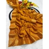 Generic Women's Vichitra Silk Printed Saree With Unstitched Blouse 5.5Mtr (Mustard)