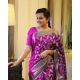 Generic Women's Litchi silk Printed Saree With Unstitched Blouse (Pink)