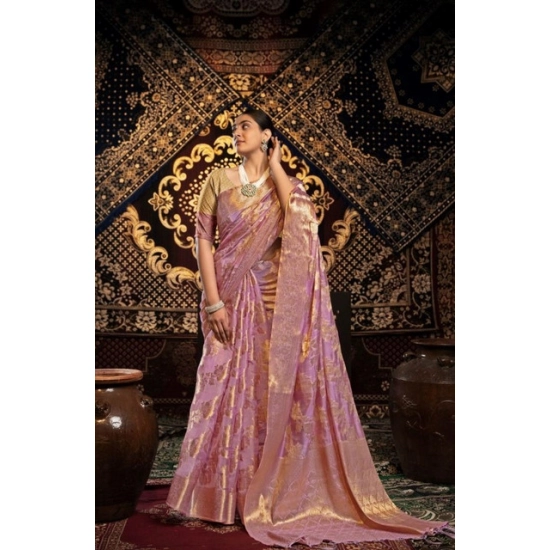 Generic Women's Organza Woven Saree With Unstitched Blouse 5.5Mtr (Pink) Generic Women's Organza Woven Saree With Unstitched Blouse 5.5Mtr (Pink)