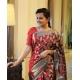 Generic Women's Litchi silk Printed Saree With Unstitched Blouse (Red)