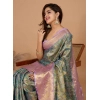 Generic Women's Jacquard Saree With Unstitched Blouse 5.5Mtr (Multicolor)