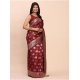 Generic Women's Banarasi Silk Printed Saree With Unstitched Blouse 5.5Mtr (Maroon)