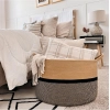 Generic Cotton Dori 16x14 Inch Storage Basket For Clothes With Out Lid (Beige-Beige-Black)