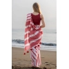 Generic Women's Linen Printed Saree With Unstitched Blouse 5.5Mtr (Red)