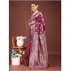 Generic Women's Banarasi Silk Printed Saree With Unstitched Blouse 5.5Mtr (Purple)