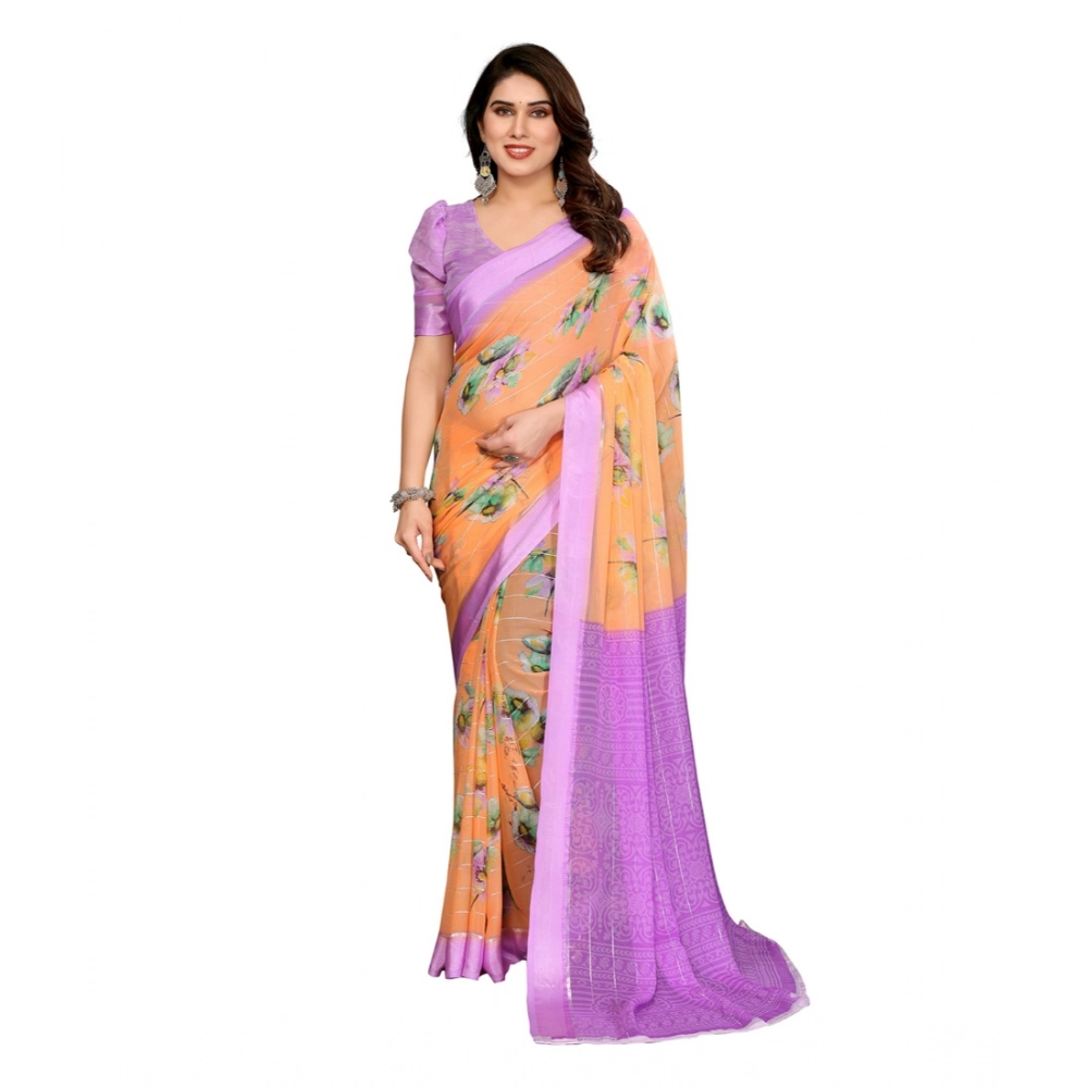 Generic Women's Georgette Printed Saree With Unstitched Blouse 5.5Mtr (Orange) Generic Women's Georgette Printed Saree With Unstitched Blouse 5.5Mtr (Orange)