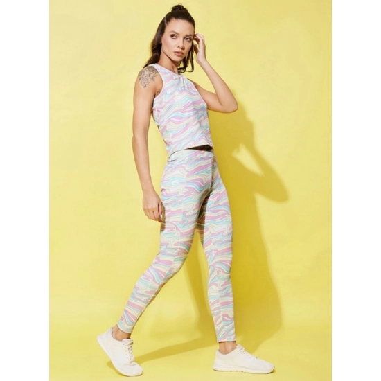 Generic Women's Polyester Lycra Printed Sleeveless Active Wear (Multicolor) Generic Women's Polyester Lycra Printed Sleeveless Active Wear (Multicolor)
