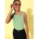 Generic Women's Polyester Lycra Solid Sleeveless Top (Green) Generic Women's Polyester Lycra Solid Sleeveless Top (Green)