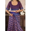 Generic Women's Faux Linen Floral Print Ready to wear Saree With Unstitched Blouse 5.5Mtr (Dark_NavyBlue)