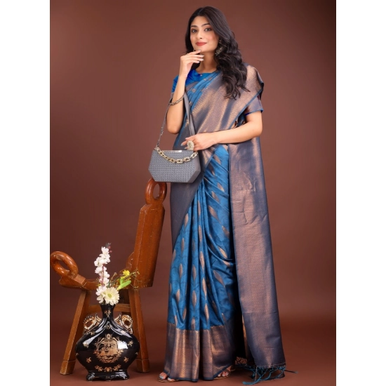 Generic Women's Banarasi Silk Printed Saree With Unstitched Blouse 5.5Mtr (Royal Blue) Generic Women's Banarasi Silk Printed Saree With Unstitched Blouse 5.5Mtr (Royal Blue)