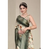 Generic Women's Cotton Silk  Printed Saree With Unstitched Blouse 5.5Mtr (Green)