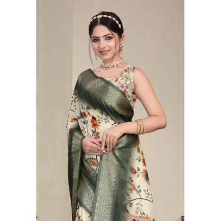 Generic Women's Cotton Silk Printed Saree With Unstitched Blouse 5.5Mtr (Green) Generic Women's Cotton Silk Printed Saree With Unstitched Blouse 5.5Mtr (Green)
