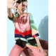 Generic Women's Satin Colour Block Long Sleeves Co-Ord Set (Multicolor)