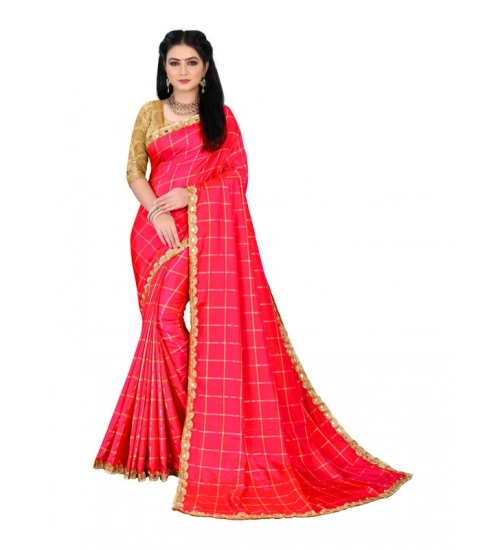 Generic Women's Sana Silk Bandhni Saree With Unstitched Blouse 5.5Mtr (Red)