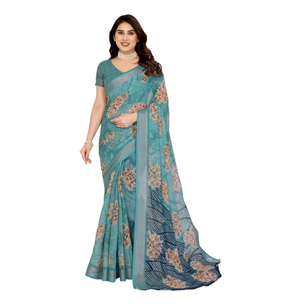 Generic Women's Georgette Printed Saree With Unstitched Blouse 5.5Mtr (Turquoise Green) Generic Women's Georgette Printed Saree With Unstitched Blouse 5.5Mtr (Turquoise Green)
