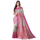 Generic Women's Litchi silk Printed Saree With Unstitched Blouse  5-6 Mtrs (Gray)