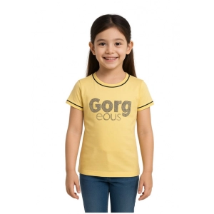 Generic Girl's Cotton Printeded Round Neck T-Shirt (Yellow)
