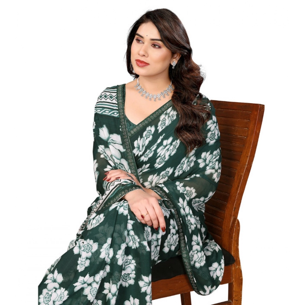 Generic Women's Georgette Printed Saree With Unstitched Blouse 5.5Mtr (Green) Generic Women's Georgette Printed Saree With Unstitched Blouse 5.5Mtr (Green)