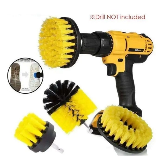 Generic Pack Of 4 Plastic Solid Power Drill Scrub Brush Cleaning Set (Yellow-Black) Generic Pack Of 4 Plastic Solid Power Drill Scrub Brush Cleaning Set (Yellow-Black)