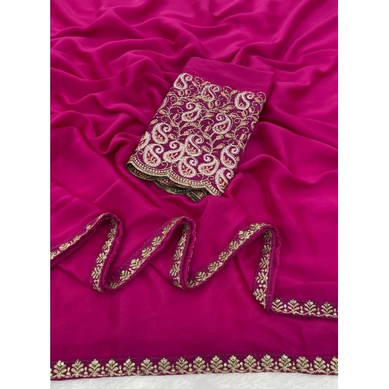 Generic Women's Chiffon Embroidered Saree With Unstitched Blouse 5.5Mtr (Magenta) Generic Women's Chiffon Embroidered Saree With Unstitched Blouse 5.5Mtr (Magenta)