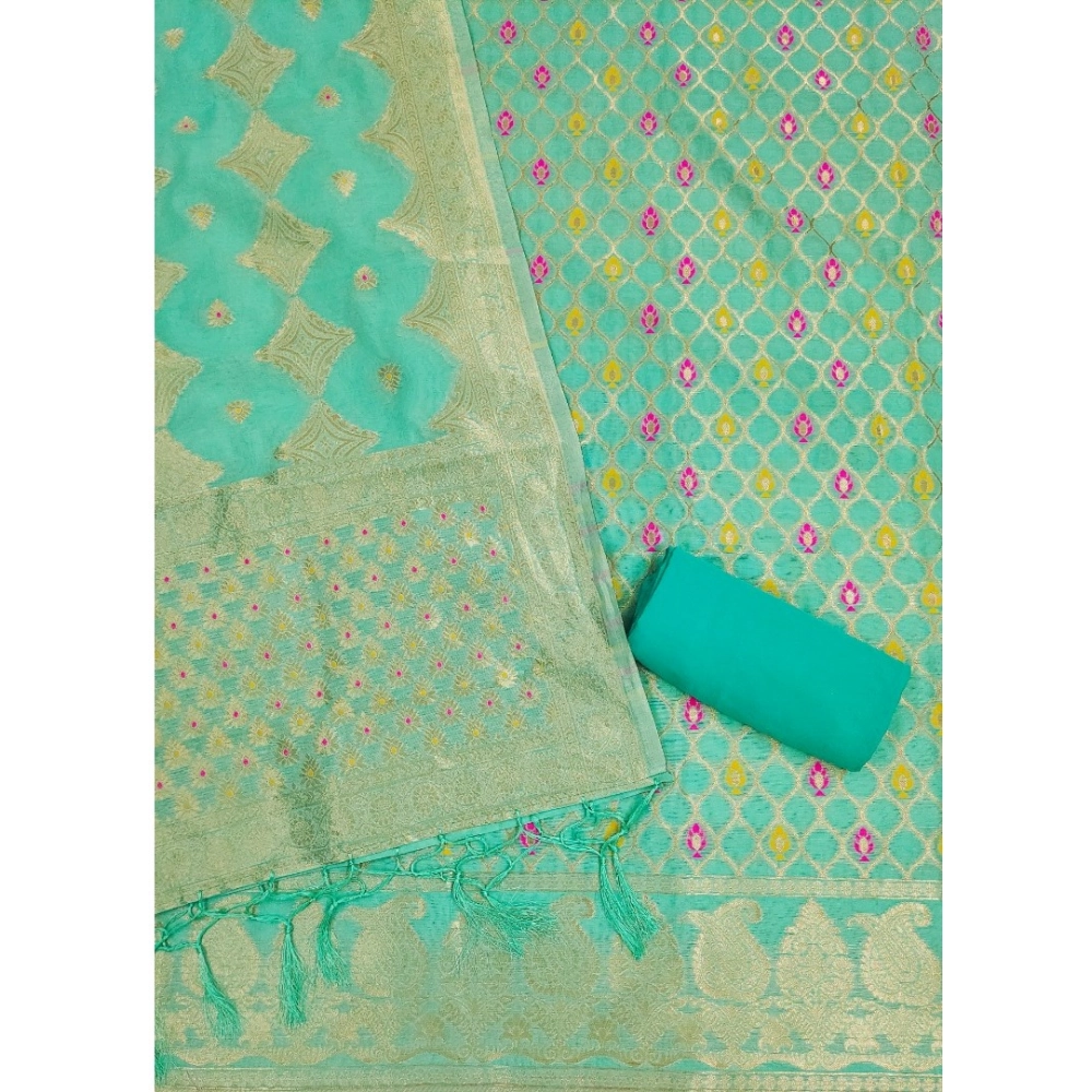 Generic Women's Banarasi Silk Printed Unstitched Salwar Suit Material With Dupatta (sea green, 3Mtrs) Generic Women's Banarasi Silk Printed Unstitched Salwar Suit Material With Dupatta (sea green, 3Mtrs)