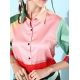 Generic Women's Satin Colour Block Long Sleeves Co-Ord Set (Multicolor)