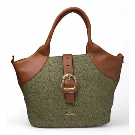 Generic Women's Polyurethane Textured Two-Tone Tote Handbag with Adjustable & Removable Strap (Green) Generic Women's Polyurethane Textured Two-Tone Tote Handbag with Adjustable & Removable Strap (Green)