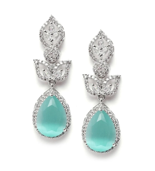 Generic Women's Brass Silver Plated Drop Earrings (Turquoise) Generic Women's Brass Silver Plated Drop Earrings (Turquoise)