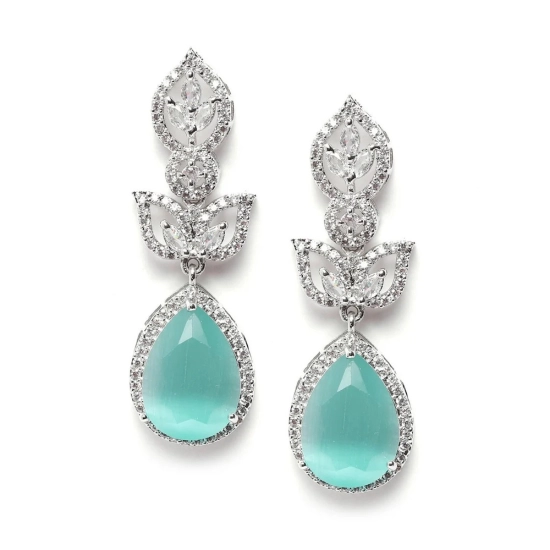 Generic Women's Brass Silver Plated Drop Earrings (Turquoise) Generic Women's Brass Silver Plated Drop Earrings (Turquoise)
