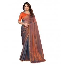 Generic Women's Georgette Printed Saree With Unstitched Blouse 5.5Mtr (Orange)
