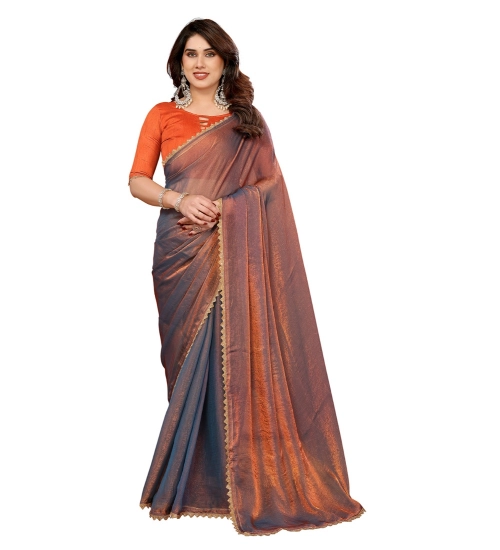 Generic Women's Georgette Printed Saree With Unstitched Blouse 5.5Mtr (Orange)